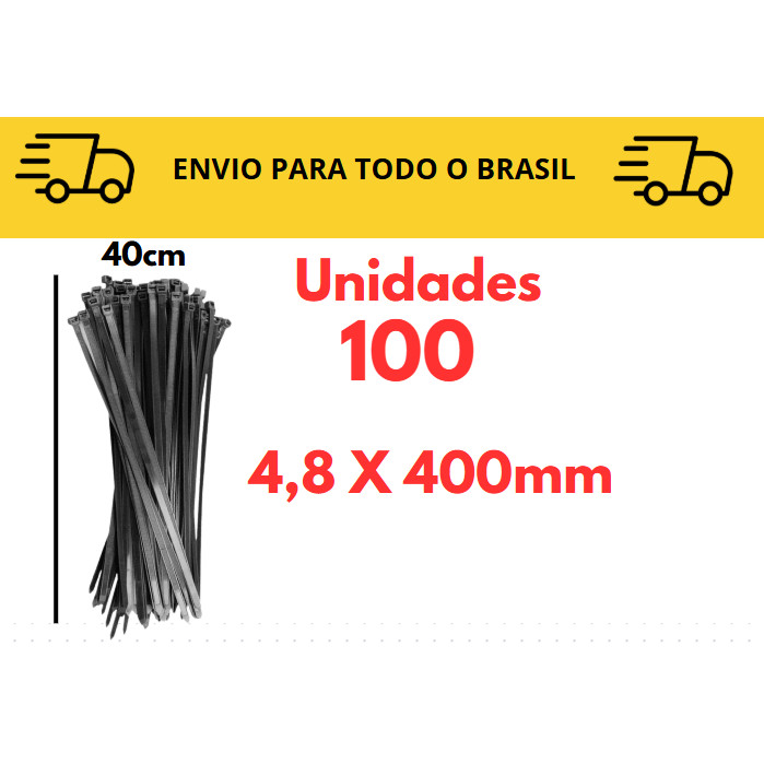 Kit Abraçadeira de nylon todos os tamanhos completo 100 unidades / Enforca gato / Abraçadeira