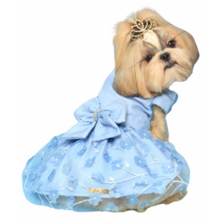 Roupa Pet - Vestido Floral Azul em Oferta na Shopee