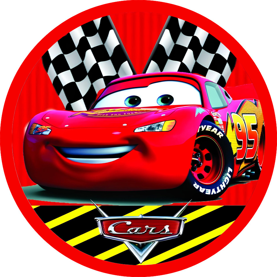 Painel Redondo Carros McQueen | Tecido Premium | Festa Infantil | 150x150cm e 50x50cm | Frete Grátis