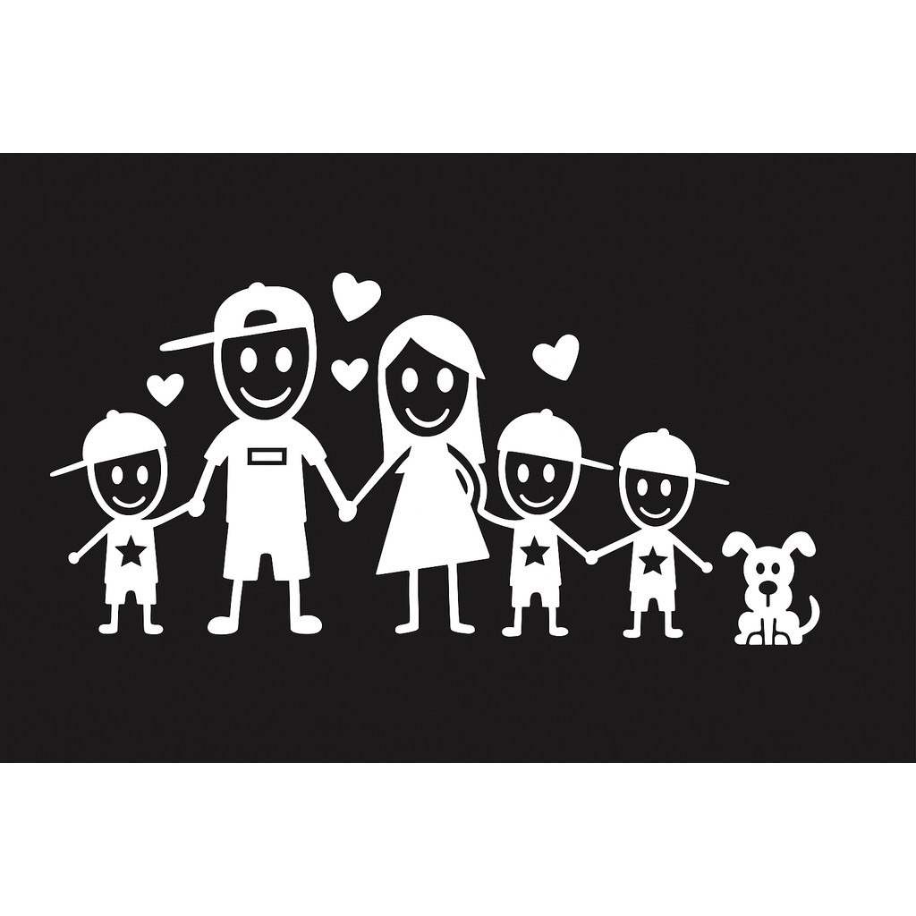 adesivo Pai mãe 3 meninos cachorro para carro moto e caminhão em Oferta na Shopee