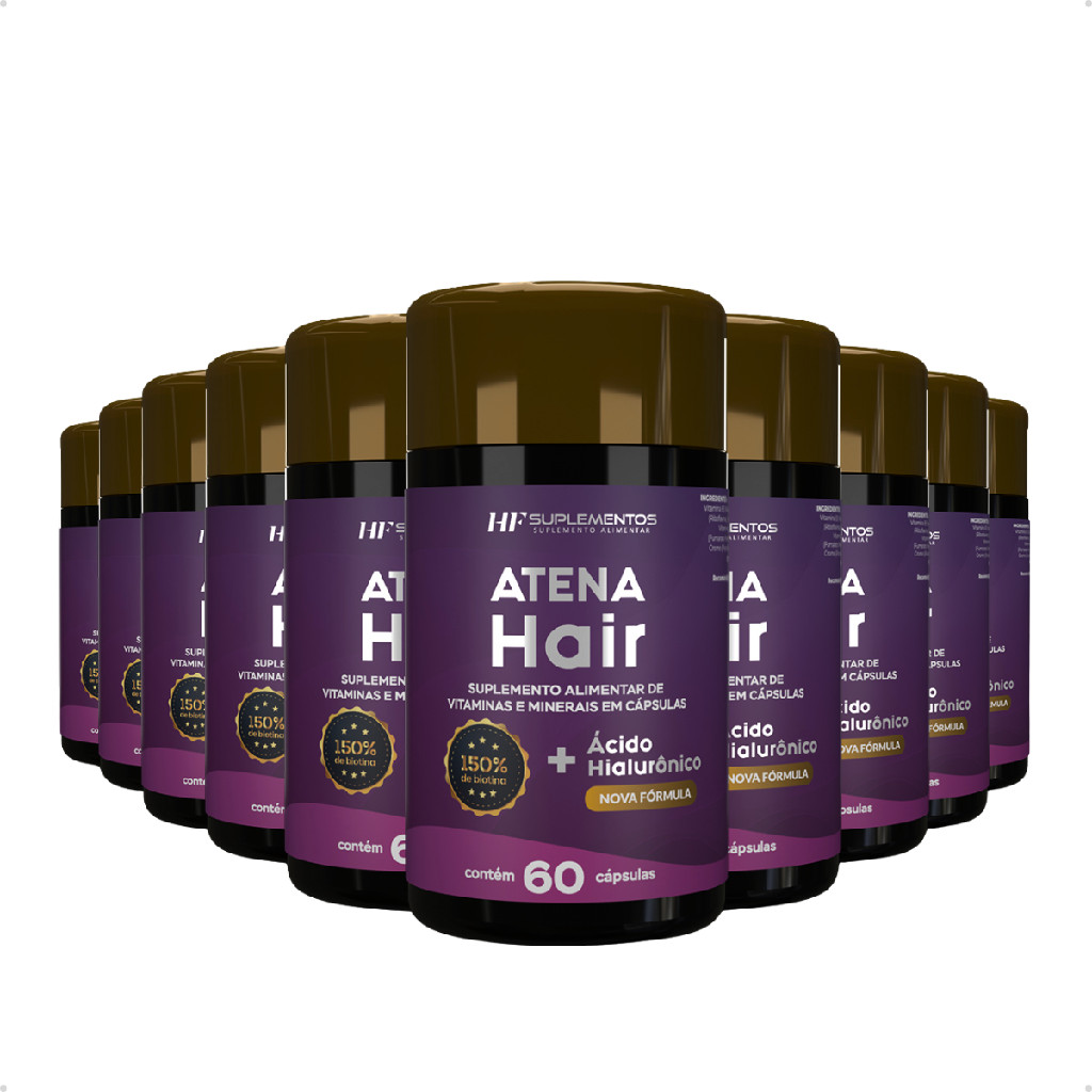 10X ATENA HAIR + ÁCIDO HIALURÔNICO 60 CAPS HF SUPLEMENTOS
