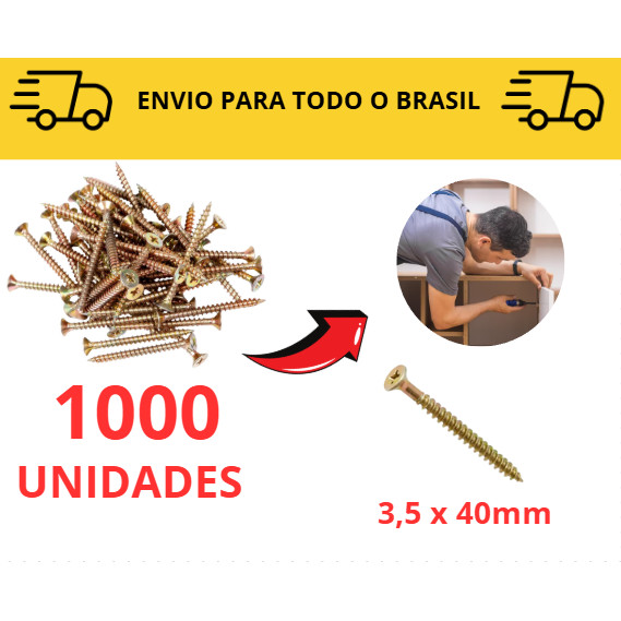 Parafuso Madeira 3,5 x 40/ 100 a 1000 unidades Philips/ MDF/ Móveis/ Marcenaria