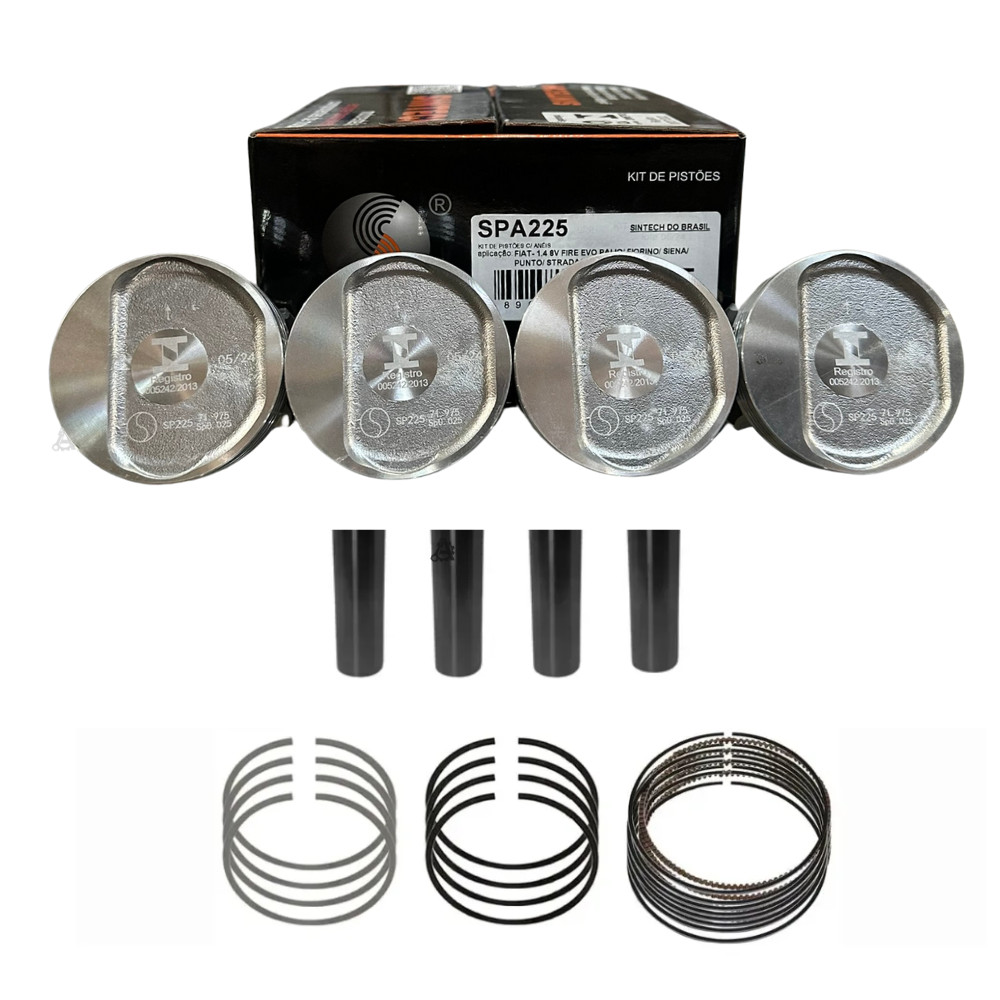 Kit Pistão E Anel Fiat Siena 1.4 8v Flex 2012 A 2022 (std)