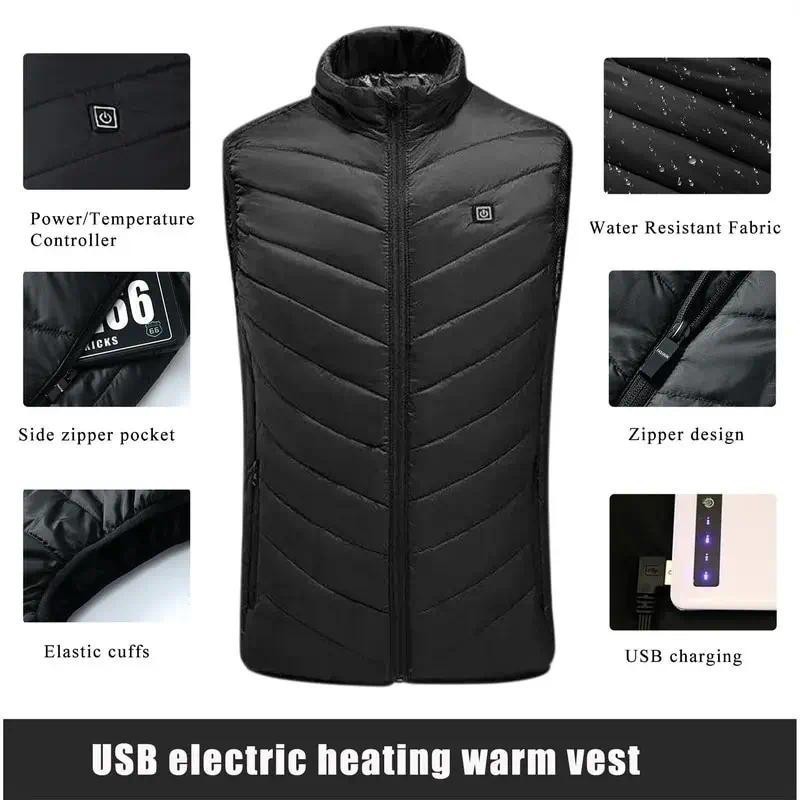 21 ZONAS DE AQUECIMENTO Colete Aquecido para Homens e Mulheres Jaqueta Aquecida de Inverno Quente USB Colete Térmico Aut — imagem 2 de 2