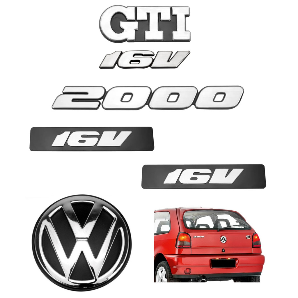 Emblemas Gti 16v 2000 + Laterais 16v + Vw Mala - Gol Bola G2