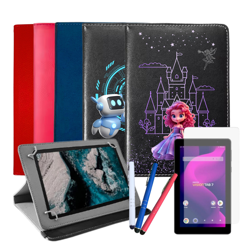 Capa com Suporte P/ Tablet Positivo Vision Tab 7 + Película + Caneta Touch