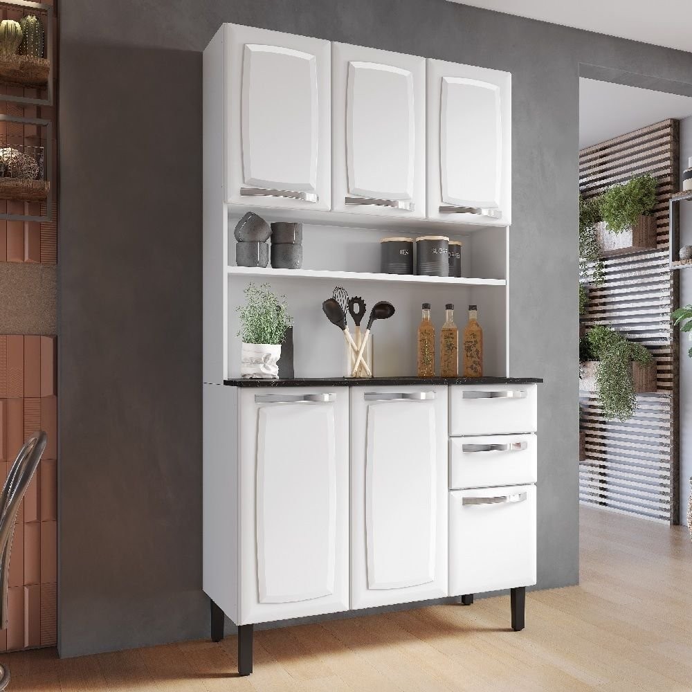 Cozinha Compacta em Aço 105cm 6 Portas 2 Gavetas Pratika Itatiaia Branco em Oferta na Shopee
