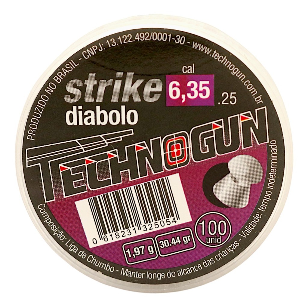 Chumbinho Technogun Strike Diabolô Cal. 6.35mm - 100un em Oferta na Shopee