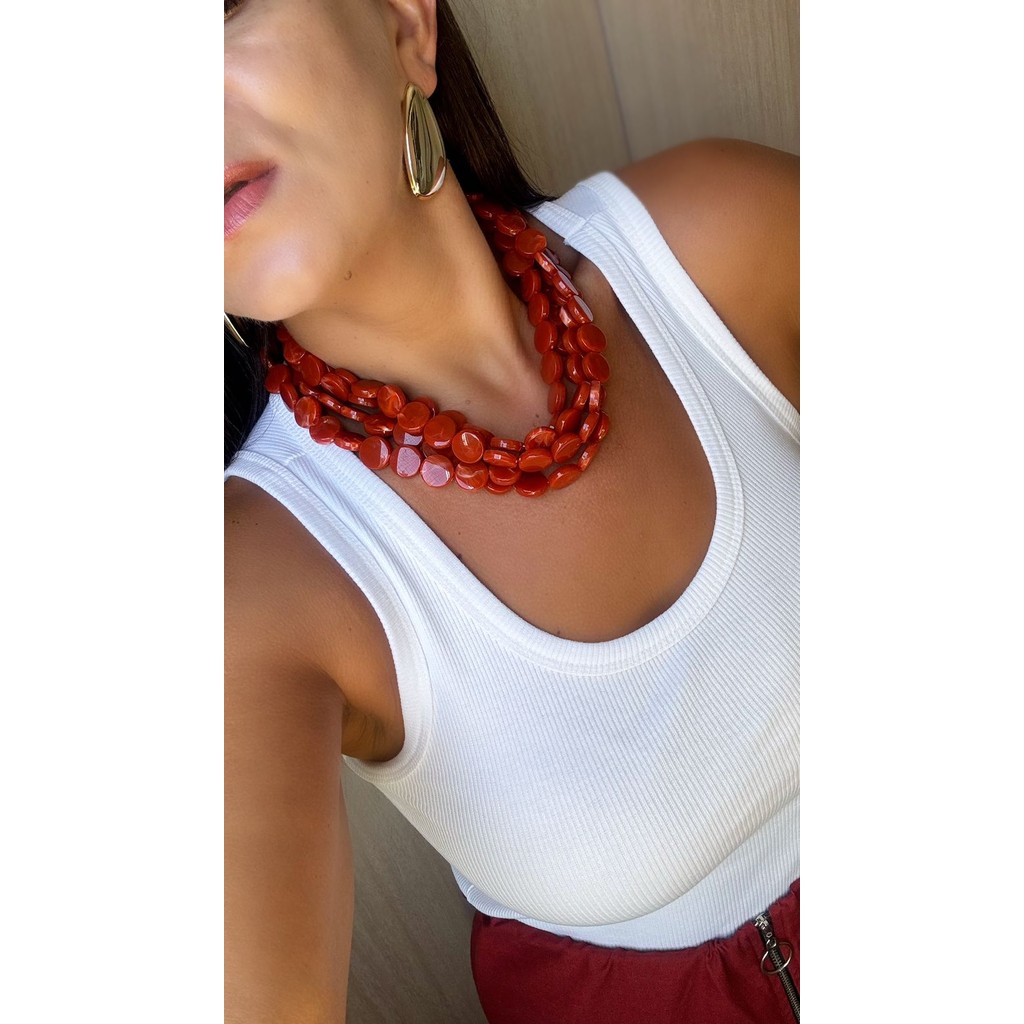 Maxi colar placas resina marmorizado em Oferta na Shopee