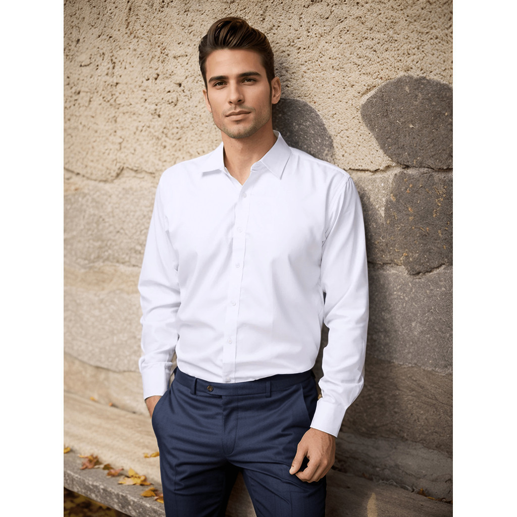 Camisa Social Masculina Manga Comprida Escritório Casual De Boa Qualidade Slim Fit Com Elastano