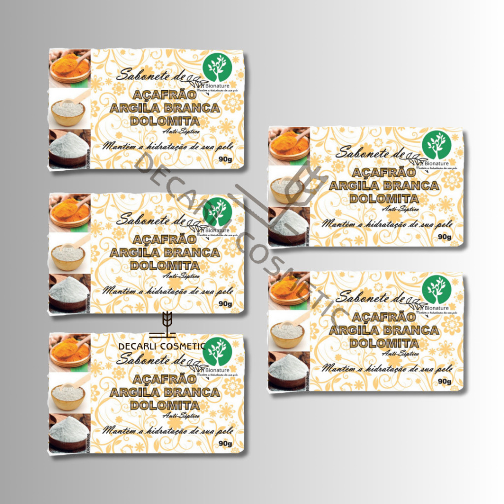 5 UN Sabonete Barra Açafrão C/ Dolomita  90g - Bionature em Oferta na Shopee