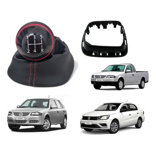 Coifa Com Manopla Cambio Gol G4 2005/2008 Bola Aro Vermelho