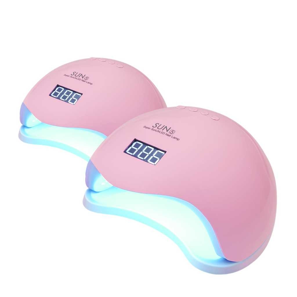 2/1 Cabine SUN 5 de LED UV  Digital 48w Unha Gel Acrigel Secagem Rápida Branca Rosa em Oferta na Shopee