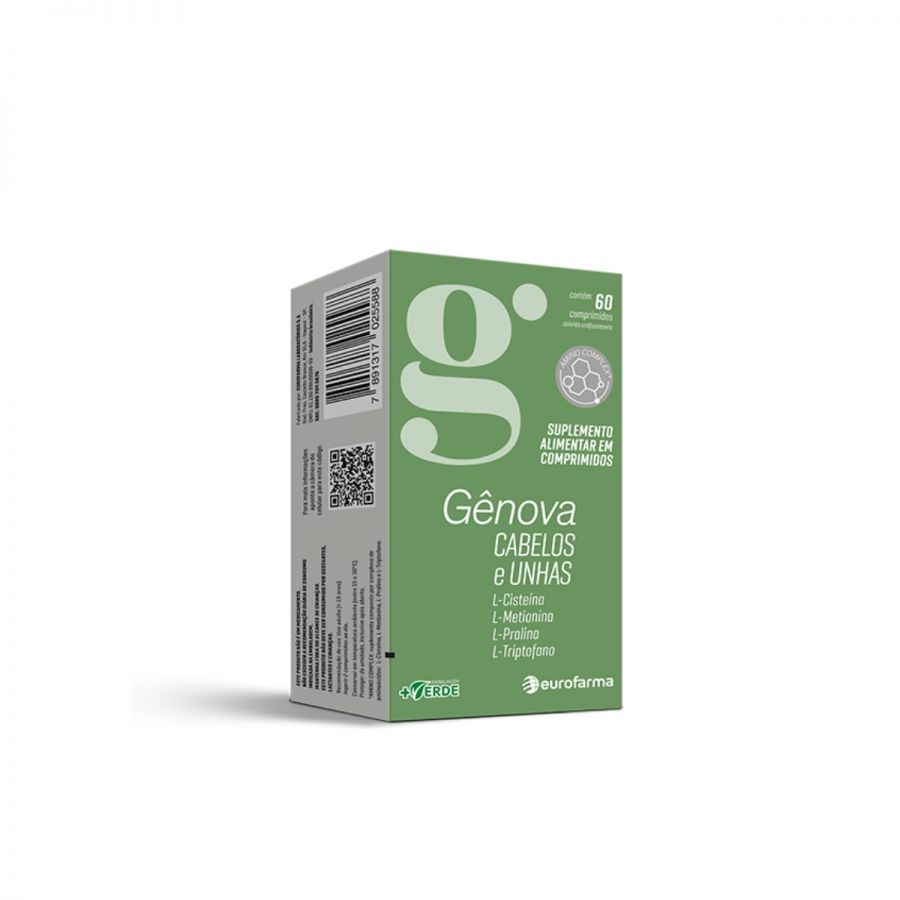 Suplemento Alimentar Gênova Cabelos e Unhas 60 Comprimidos