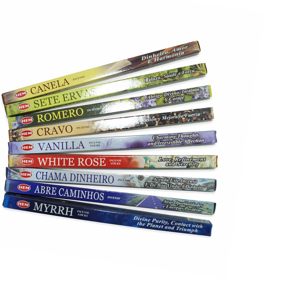 Incenso Hem MIX com 10 caixinhas de 8 varetas cada (5 AROMAS) em Oferta na Shopee