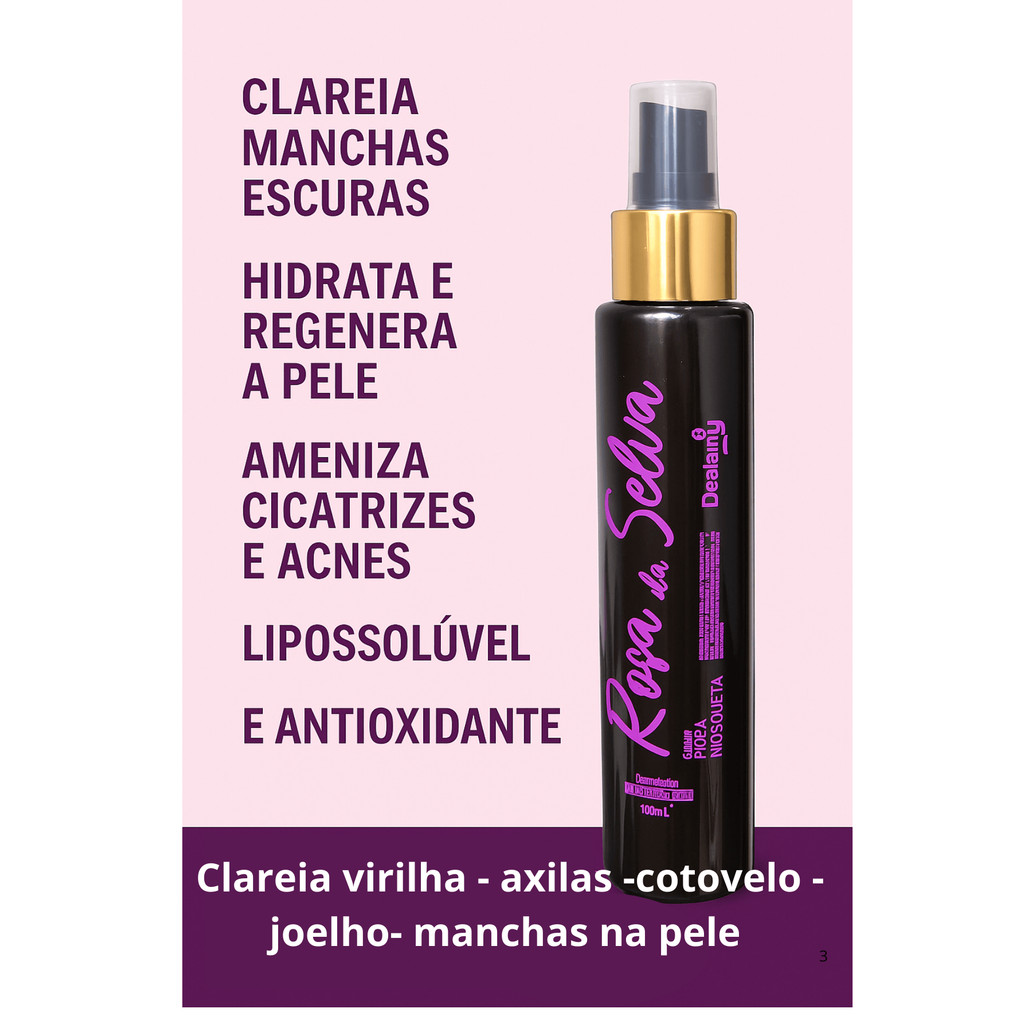 Óleo Clareador de Manchas Pernas Virilhas Joelhos Cotovelos 100ml - Ameniza cicatrizes e queloides