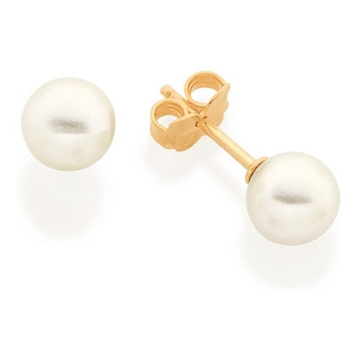 Brinco Solitário Pérola 7mm Banhado Ouro 18k Rommanel 520193