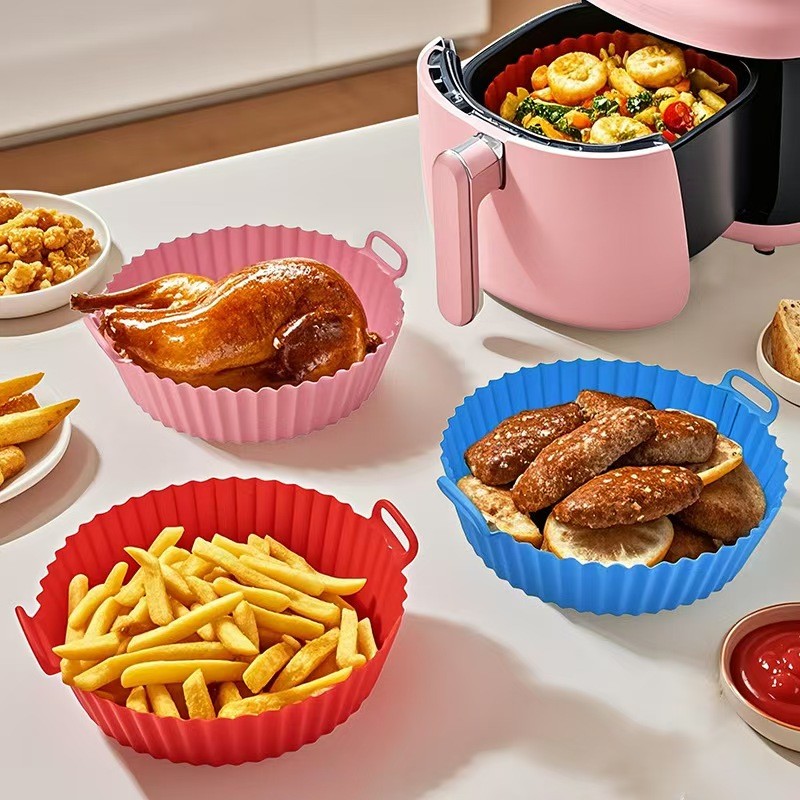 Air bakeware molde Silicone fritadeira mat pan Prato forno comestível Alimentos Grau Fácil limpar Resistência Com alça