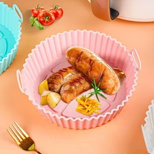 Air fritadeira bakeware molde Silicone mat pan Prato forno comestível Alimentos Grau Resistência Fácil limpar Com alça
