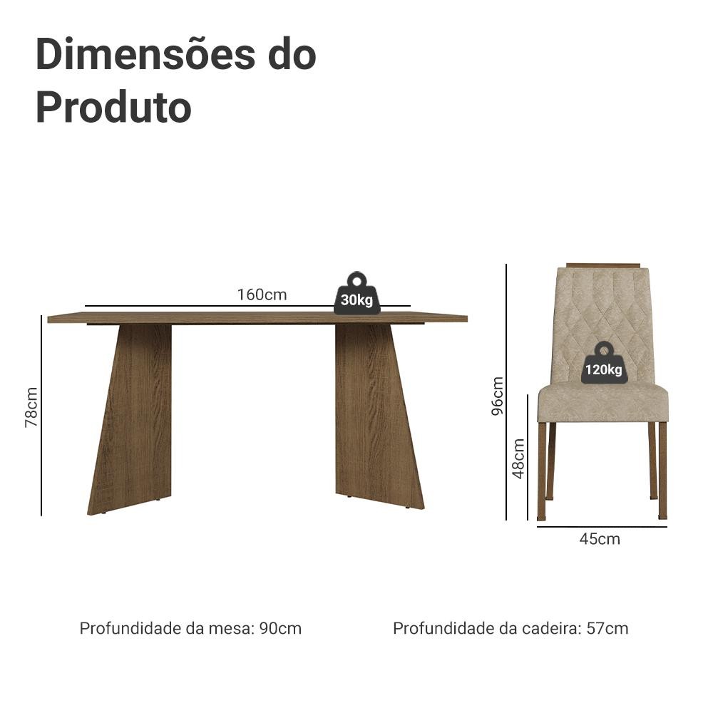 Conjunto Sala de Jantar Tampo de Madeira 6 Cadeiras Rustic/Imperial Leon Madesa — imagem 2 de 2