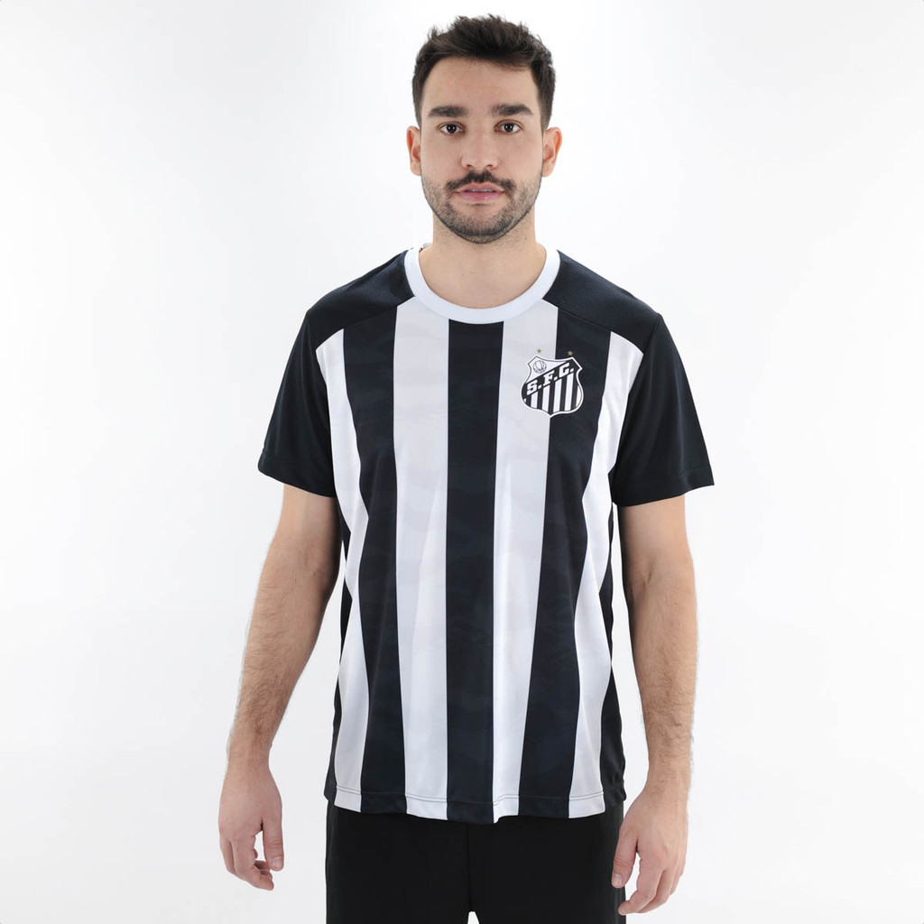 Camiseta de Time Braziline Santos Matriz Preto e Branco - Masculino em Oferta na Shopee
