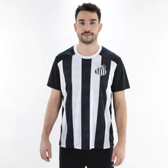 Camiseta de Time Braziline Santos Matriz Preto e Branco - Masculino