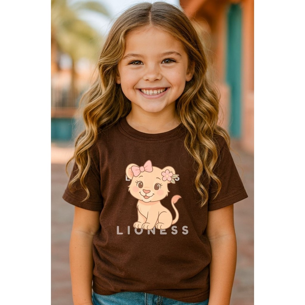 Camiseta Infantil Feminina Algodão Estampa Leoa Bebê Cute Estilosa e Confortável