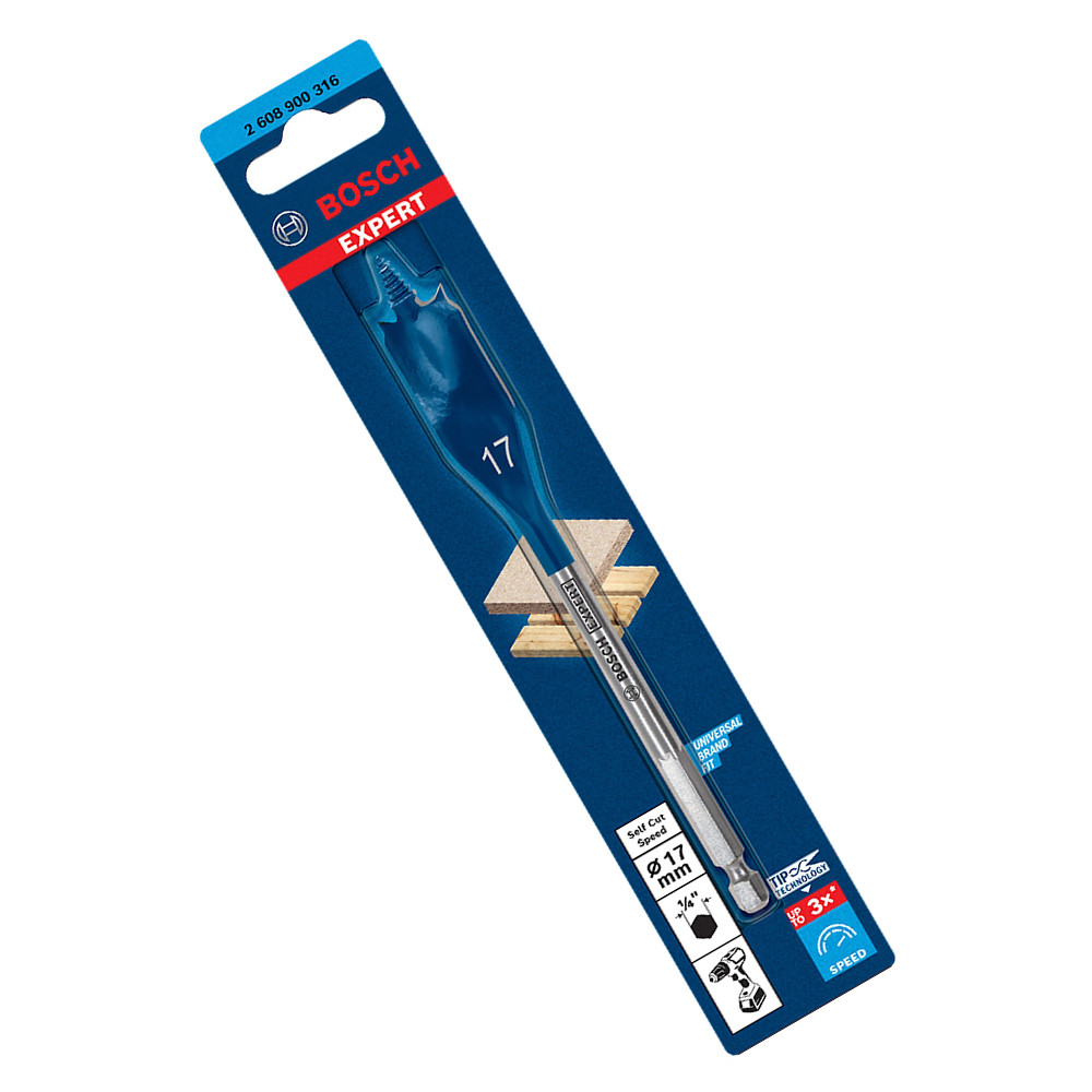 Broca Chata 17mm x 152mm para Madeira Bosch EXPERT Self Cut Speed em Oferta na Shopee