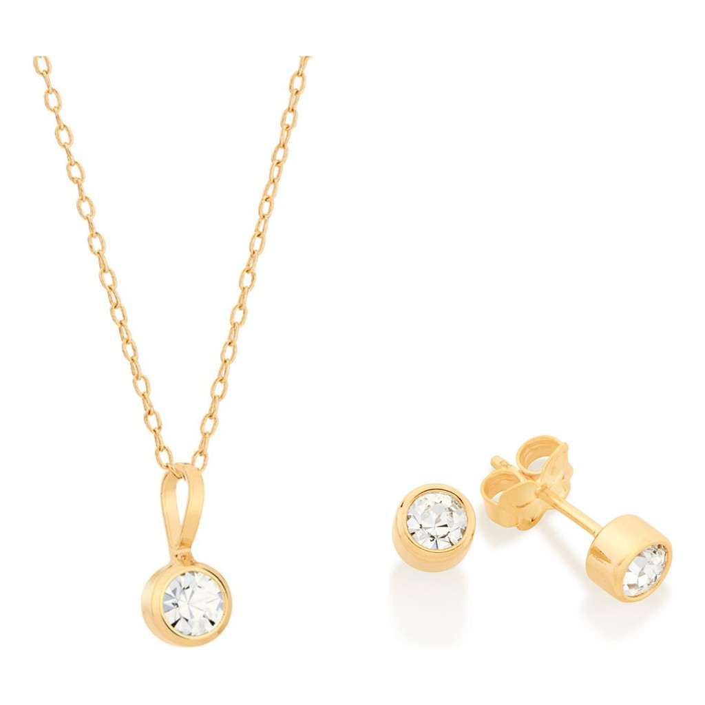 Conjunto Ponto De Luz Completo Folheado A Ouro Rommanel K22