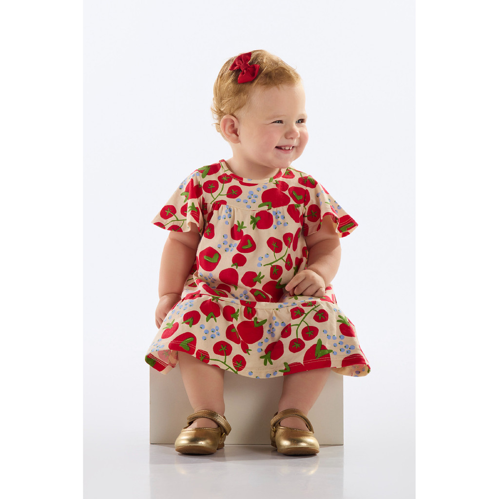Vestido Tomates para Bebê Menina Quimby em Oferta na Shopee