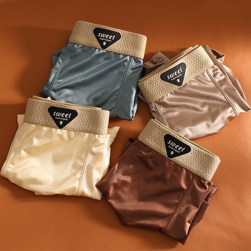 4 Pçs Boxers Masculinos Shorts Cetim-Como Gelo Seda Roupa Interior Masculina Sem Costura Respirável Cuecas Para Homem