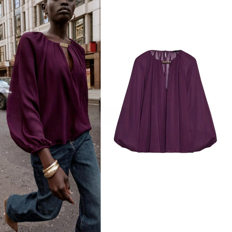 Camisa de acessórios translúcidos femininos de outono 2025 3897174 em Oferta na Shopee