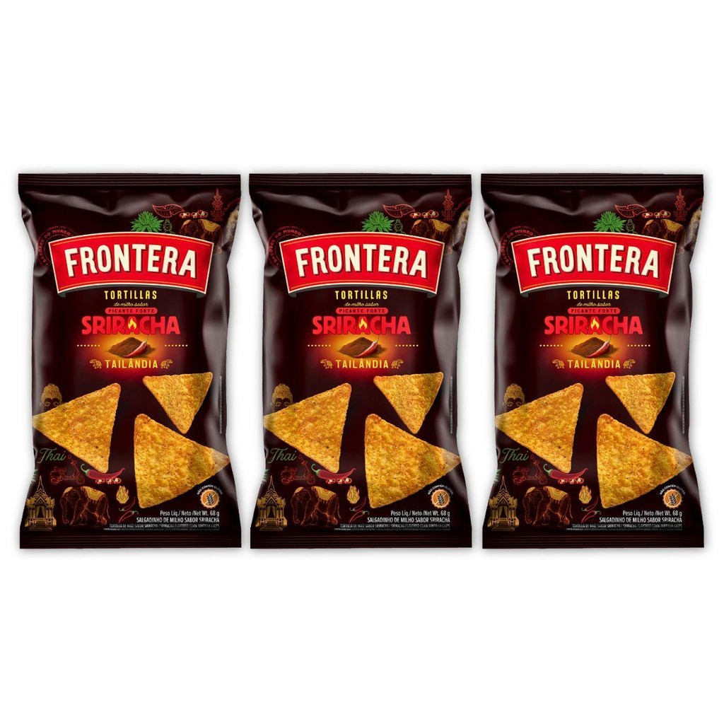Kit 3un  Tortilha 68G Picante Sriracha Frontera Tailândia em Oferta na Shopee