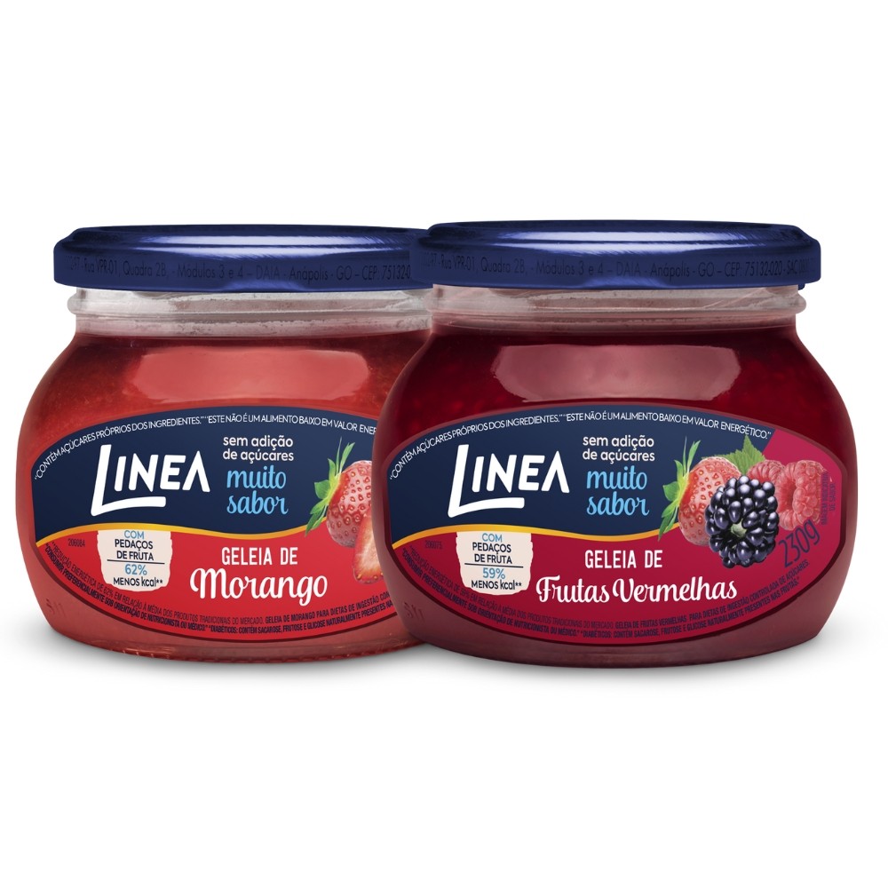 Kit 2 Geleias Linea Sabores Morango e Frutas Vermelhas de 230g