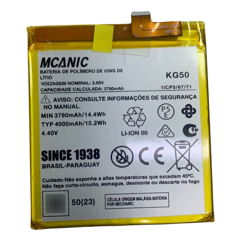 12 Meses De Garantia Bateria Mechanic Kg50 Moto One Hyper