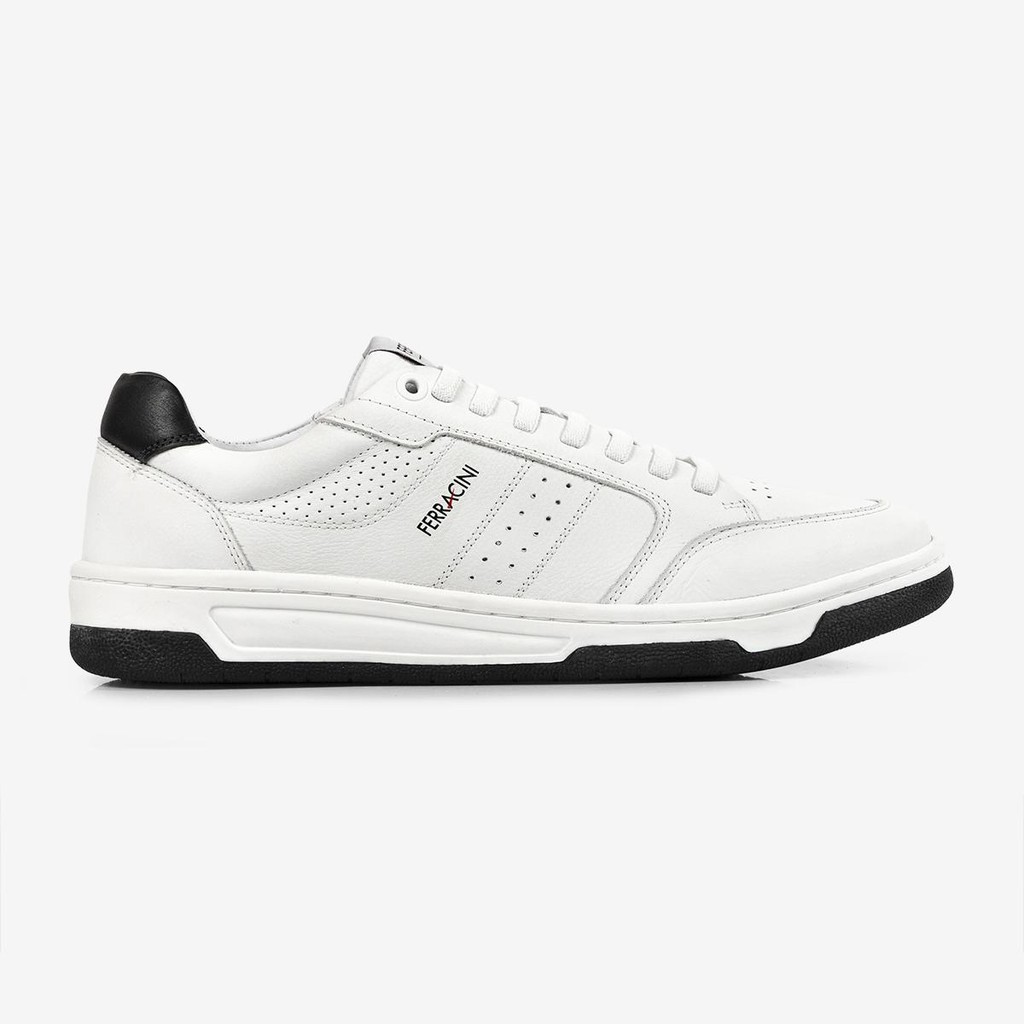 Tênis Casual Masculino Ferracini Vox Couro Branco Confortável Calce Fácil 8057-617D