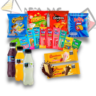 Kit 5 Salgadinhos Elma Chips + 5 Balas Fini + 5 Wafer Bauducco + 5 Del Valle em Oferta na Shopee