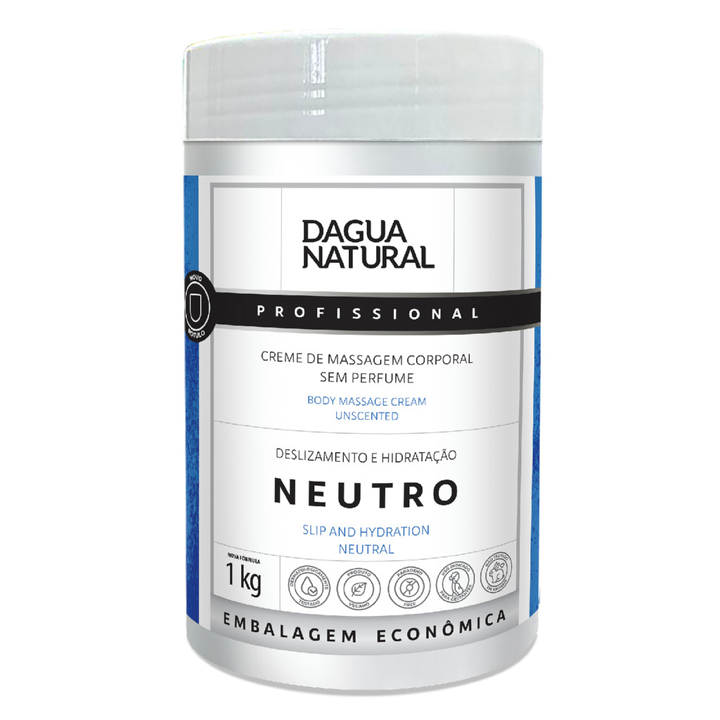 Creme Massagem Neutro 1kg Dagua Natural – Sem Fragrância, Versátil para Tratamentos