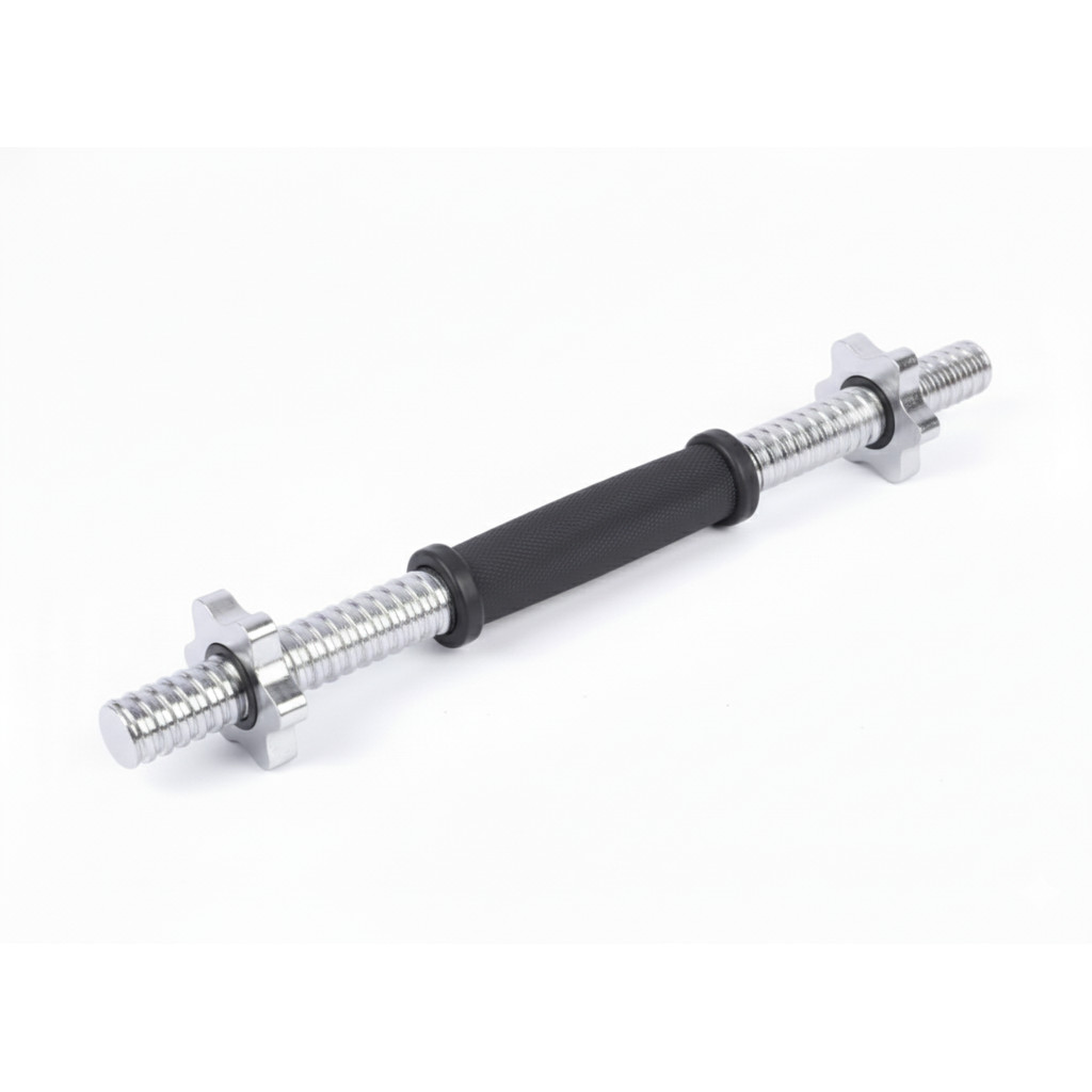 Barra Halter 40cm De Inox Com Rosca Sem Anilha Antiderrapante Rosca Direta Maciça Biceps Supino Agachamento Crucifixo