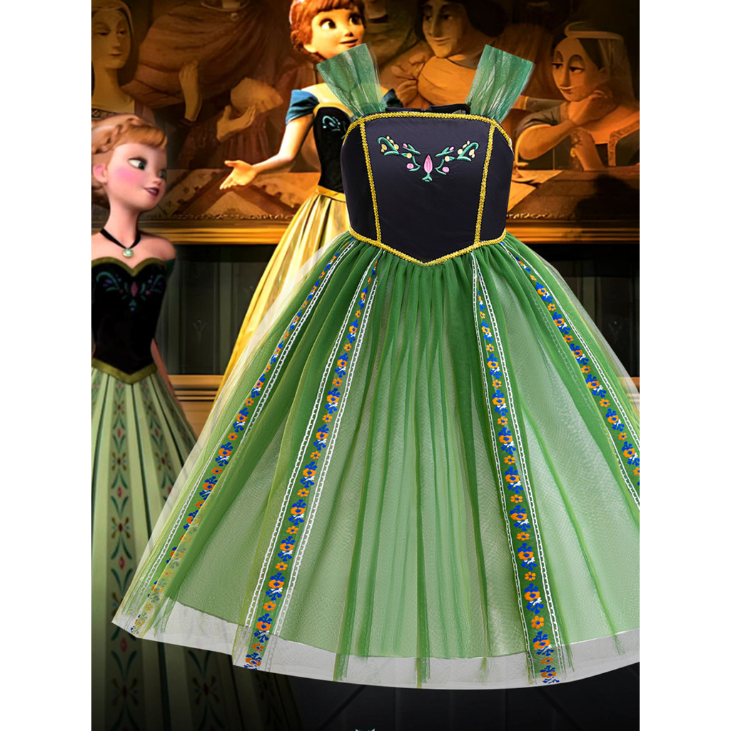 Meninas Frozen Elsa Anna Princesa Vestido Verão Disney Vestido Gaze Vestido Menina Sling Dress