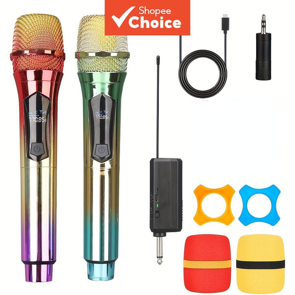 Kit de Microfone Sem Fio Recarregável, Microfone Dinâmico de Mão, Receptor para Karaokê, Amplificador Pro Max X