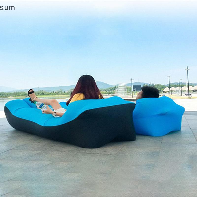 [sum] Cama De Banana Inflável Dobrável Sofá Travesseiro Para Praia Ar Portátil Acampamento Ao Livre Almofada Dormir Com