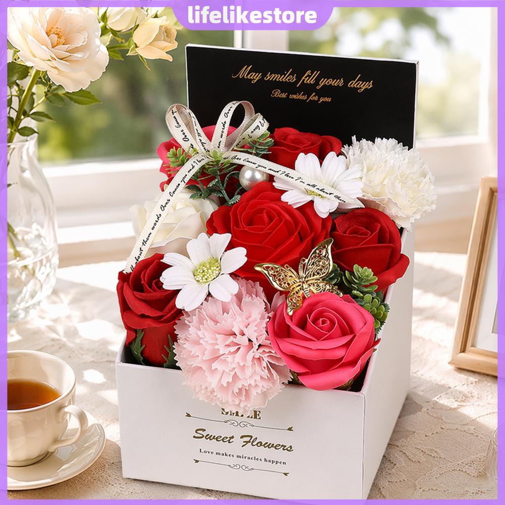 Flor De Sabonete De Banho Em Caixa De Presente Para Mulheres , Mãe , Esposa , Presentes [lifelikestore.br]