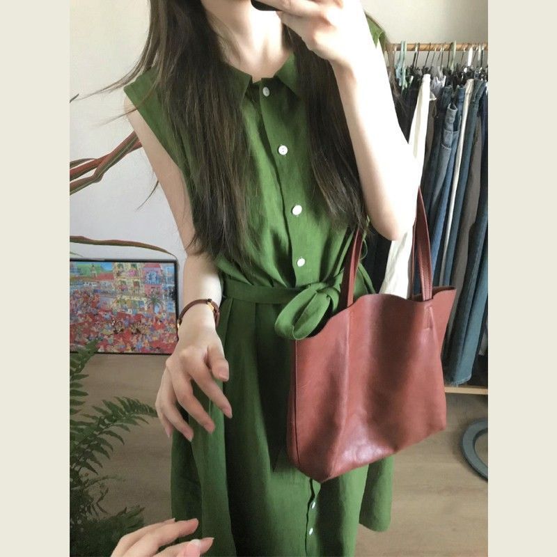 The Wizard of Oz Literário Retro Vestido Slimmer Look Camisa Casual Confortável Atmosfera Solta Saia Verde Sem Mangas