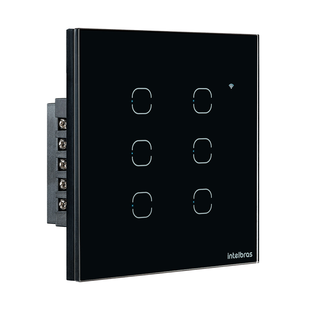 Interruptor Touch WI-FI 6 Teclas EIW 1006 Preto Intelbras