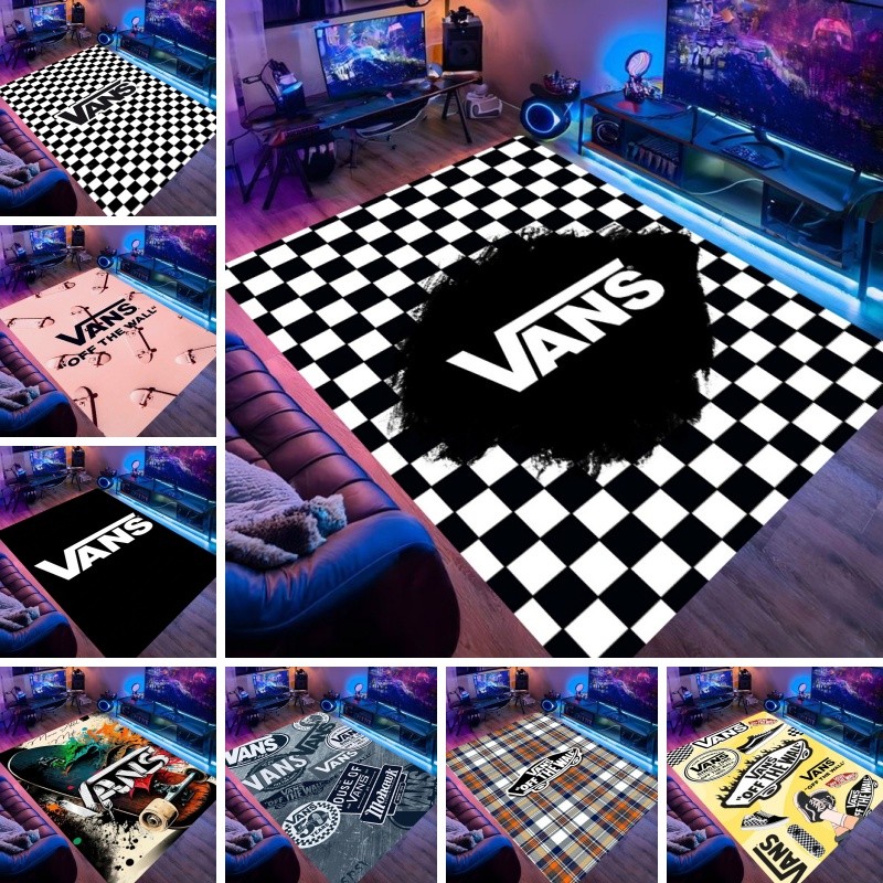 Vans Flame Graffiti Crystal Velvet Carpet Tapete Durável Antiderrapante Para Configuração De Sala De Jogos