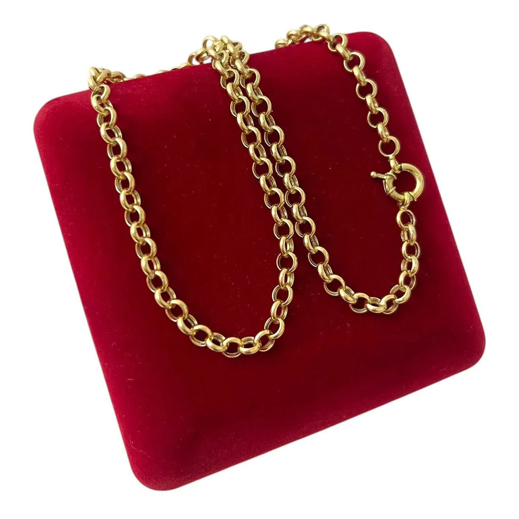 Cordão De Ouro 18k Oca Feminino Elo Português 45cm 8.7g Garantia Vitalícia