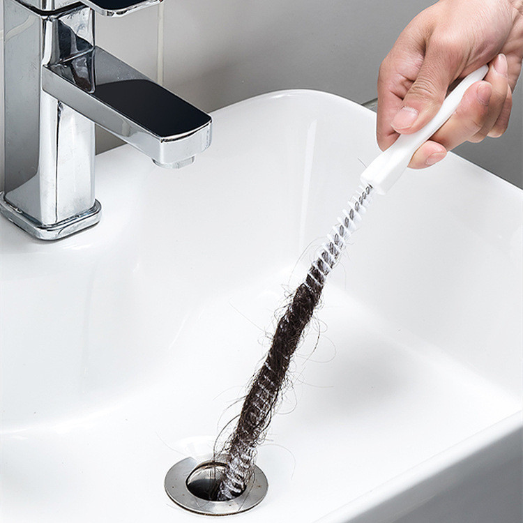 Draga de tubulação, pia de cozinha, limpeza de cabelo, ferramenta de limpeza de tubos curvos domésticos