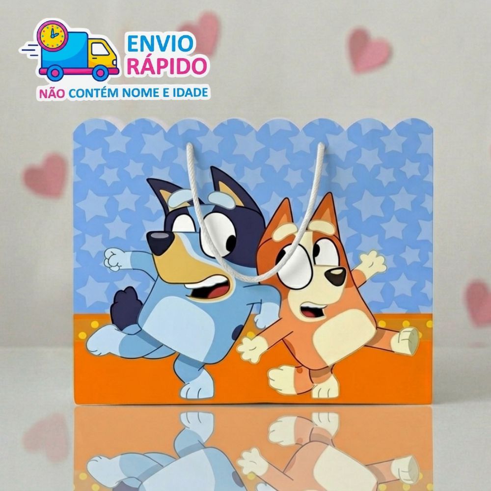 Kit Sacolinha Personalizada Mundo Bluey Menino (20x15x7cm) Lembrancinhas de Aniversário - PEGUE E MONTE