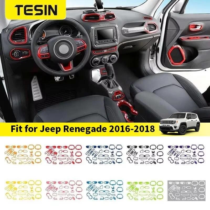 TESIN Para Jeep Renegade 2016 2017 2018 Console Central Do Carro Painel Decoração Capa Guarnição Adesivo Acessórios Inte